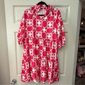 Pink Geometric Pattern Dress